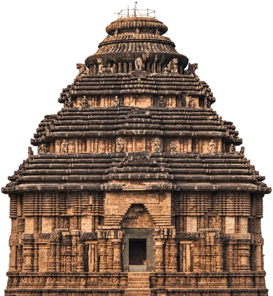 The Sun Temple at Konark, its stepped roof carved tier on tier to the crown