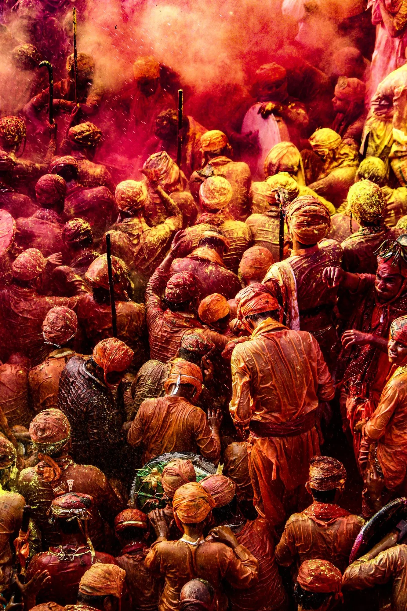 A Vrindavan crowd red with colour