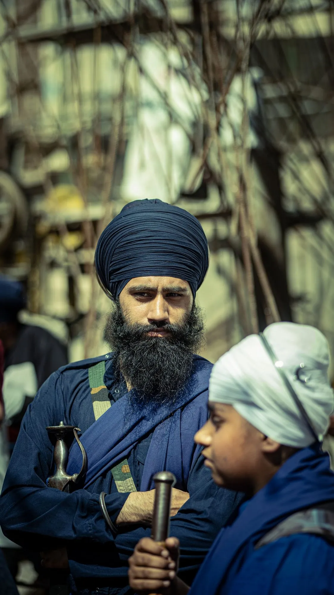 Nihang Sikhs in blue