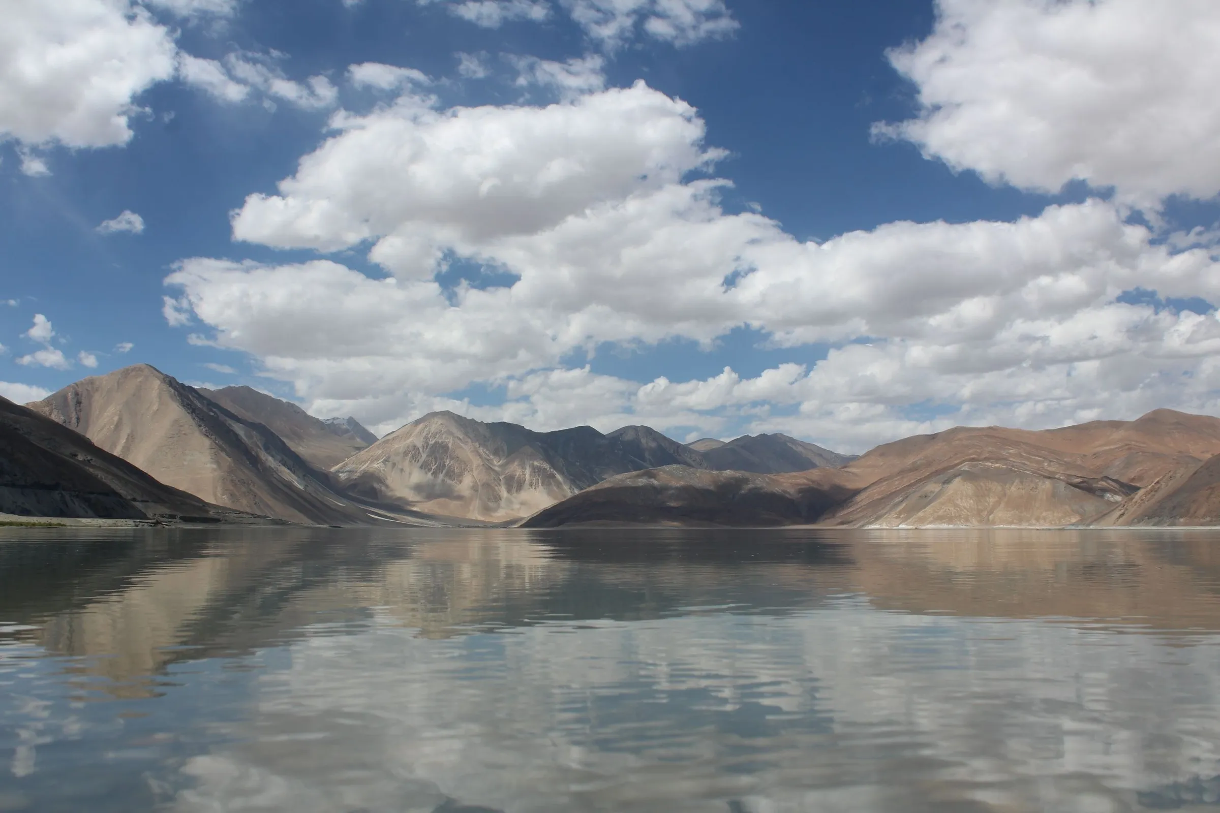 Pangong lake in Ladakh under mountains