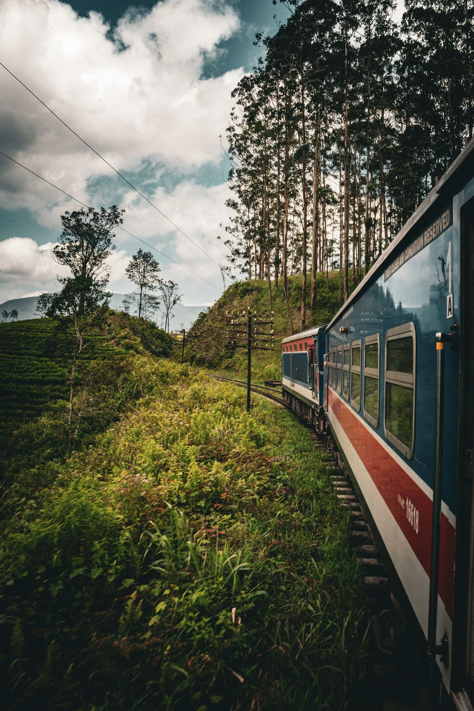 The view along the carriages of the hill-country train near Ella