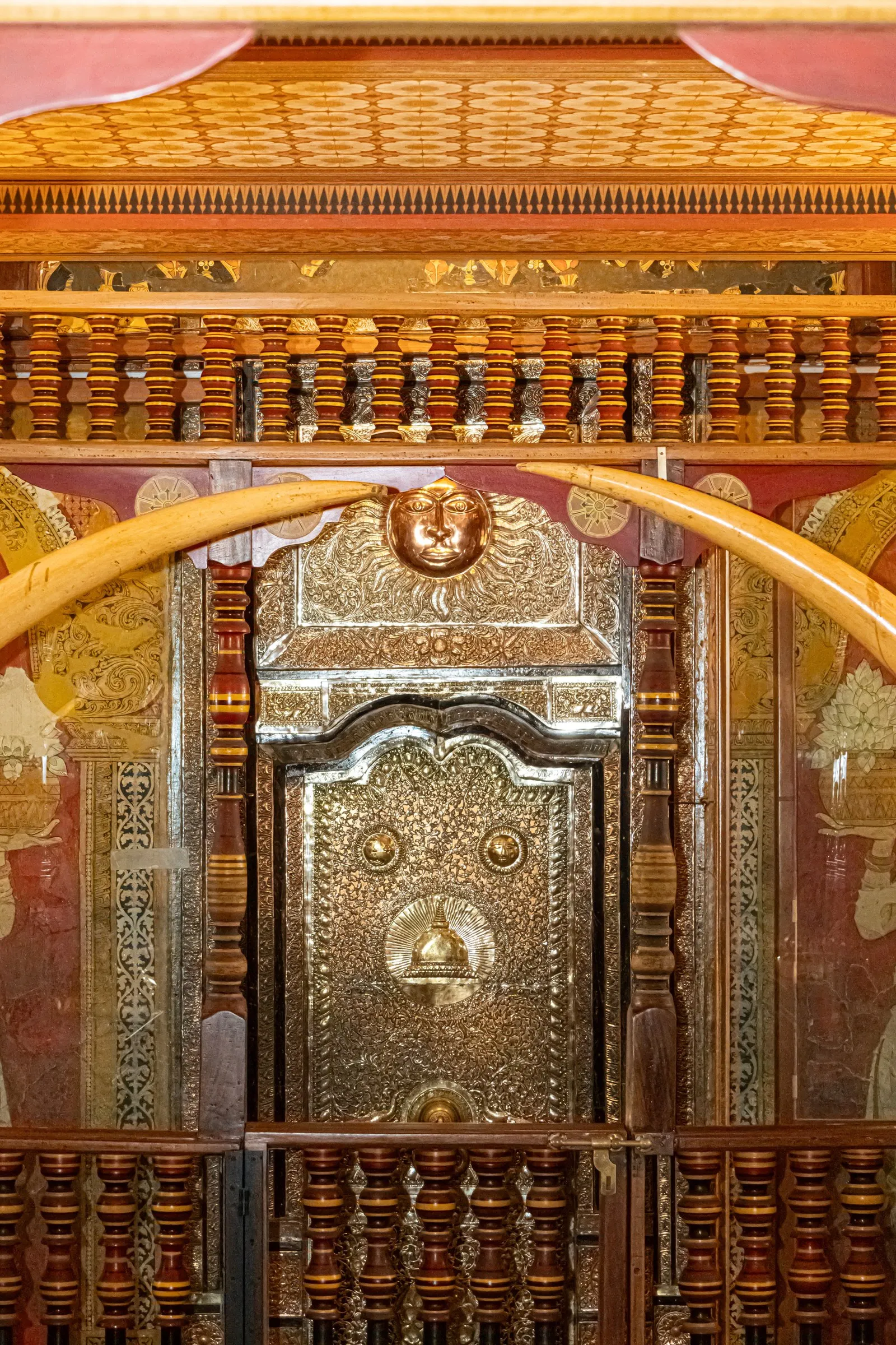 A gilded doorway inside the Temple of the Tooth, Kandy