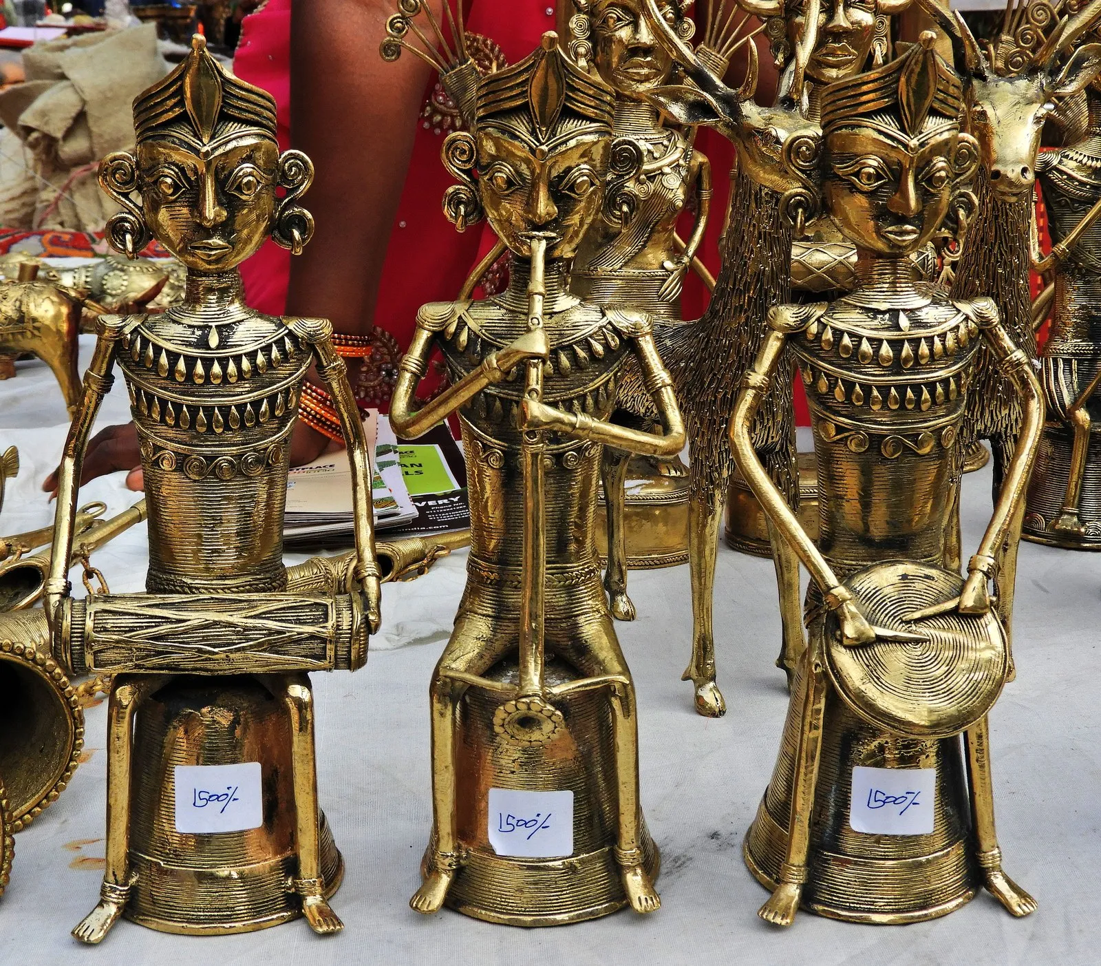 Dhokra bell-metal figures of musicians, cast by the metalsmiths of Bastar