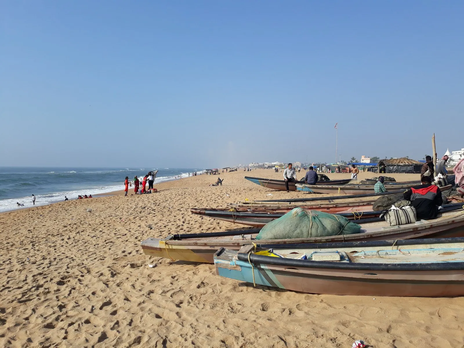 Fishing boats drawn up on the beach at Puri