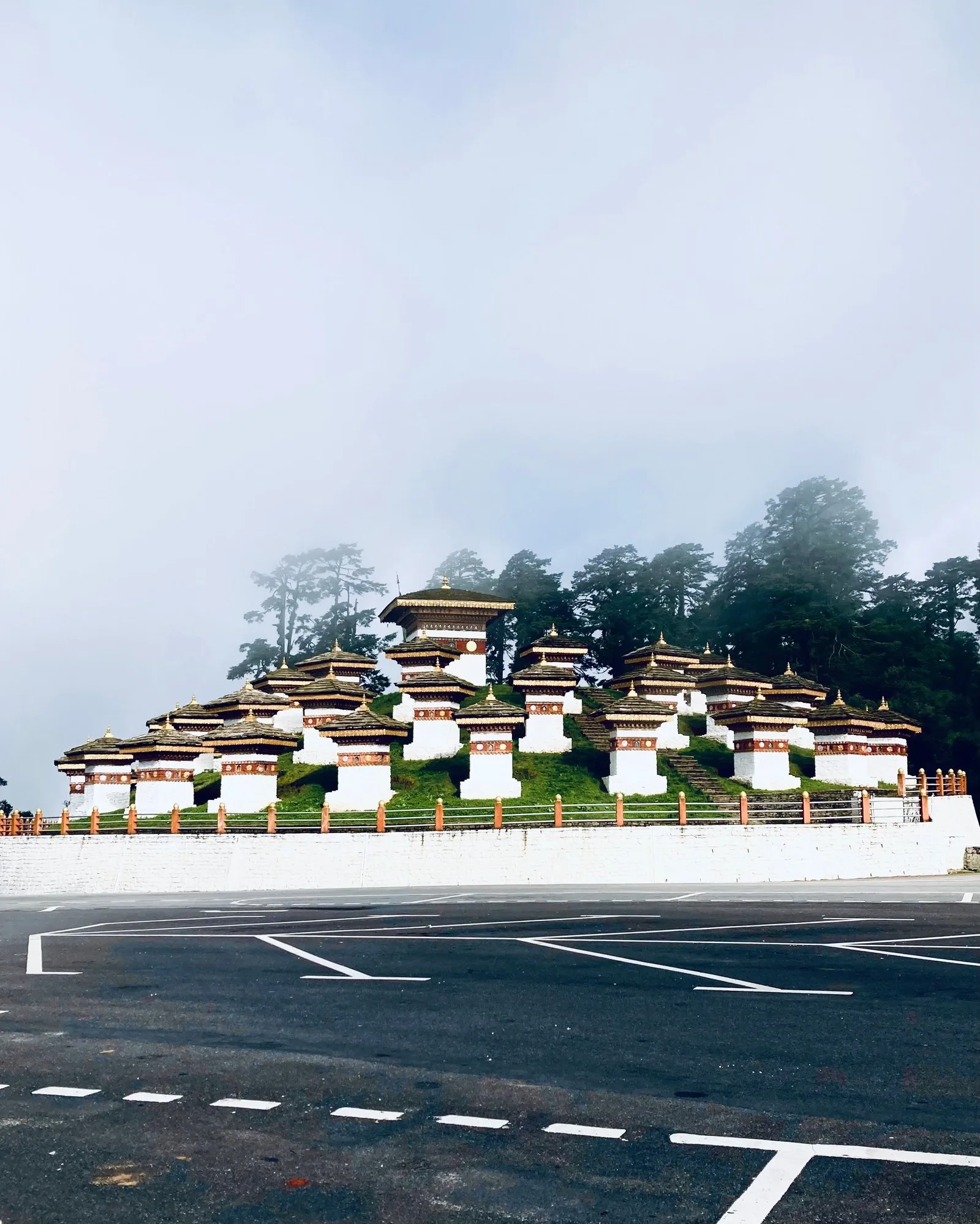 The 108 chortens of Dochu La in morning mist