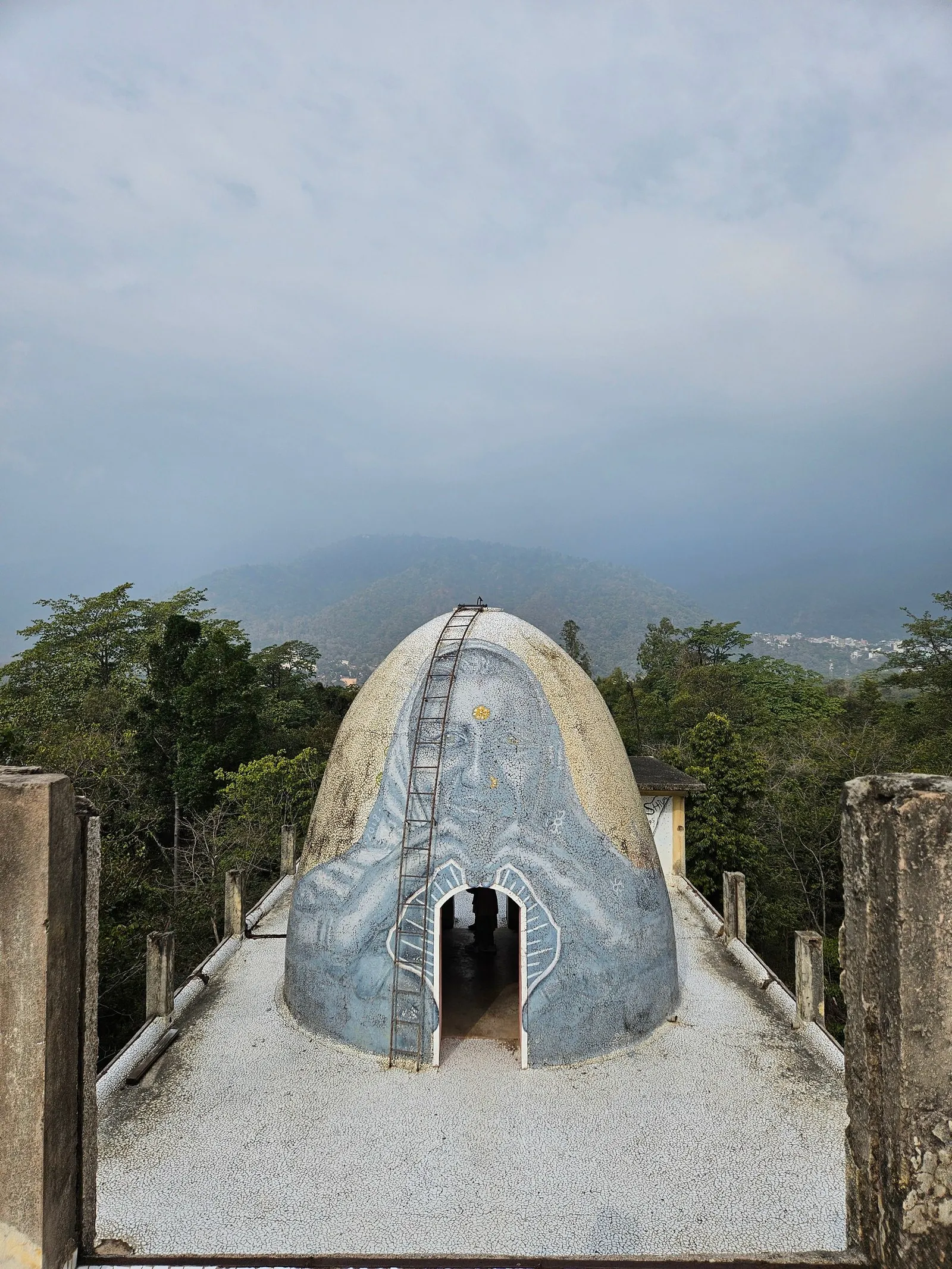 A painted meditation dome at the Beatles Ashram, Rishikesh