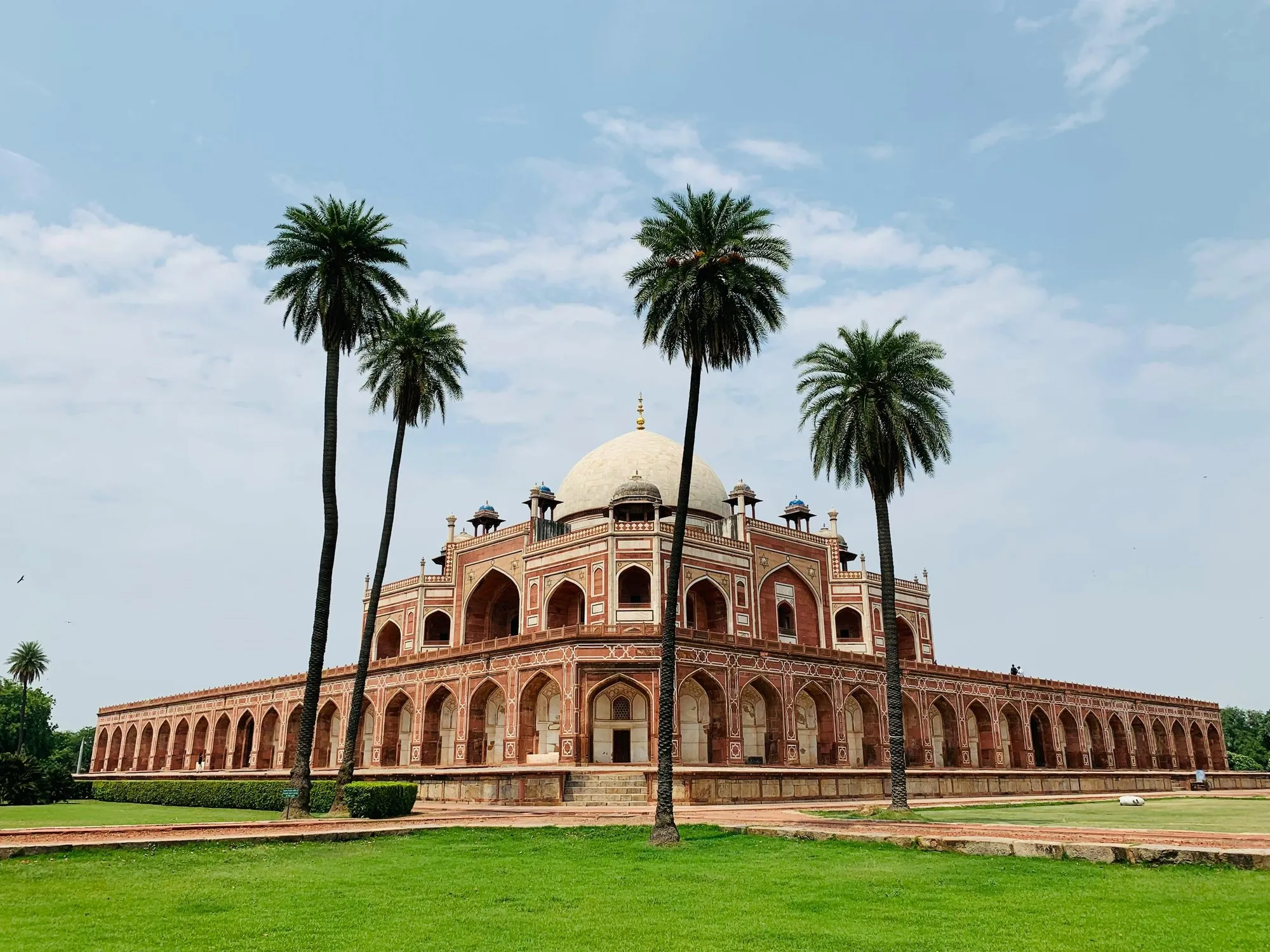 Humayun’s Tomb framed by palm trees