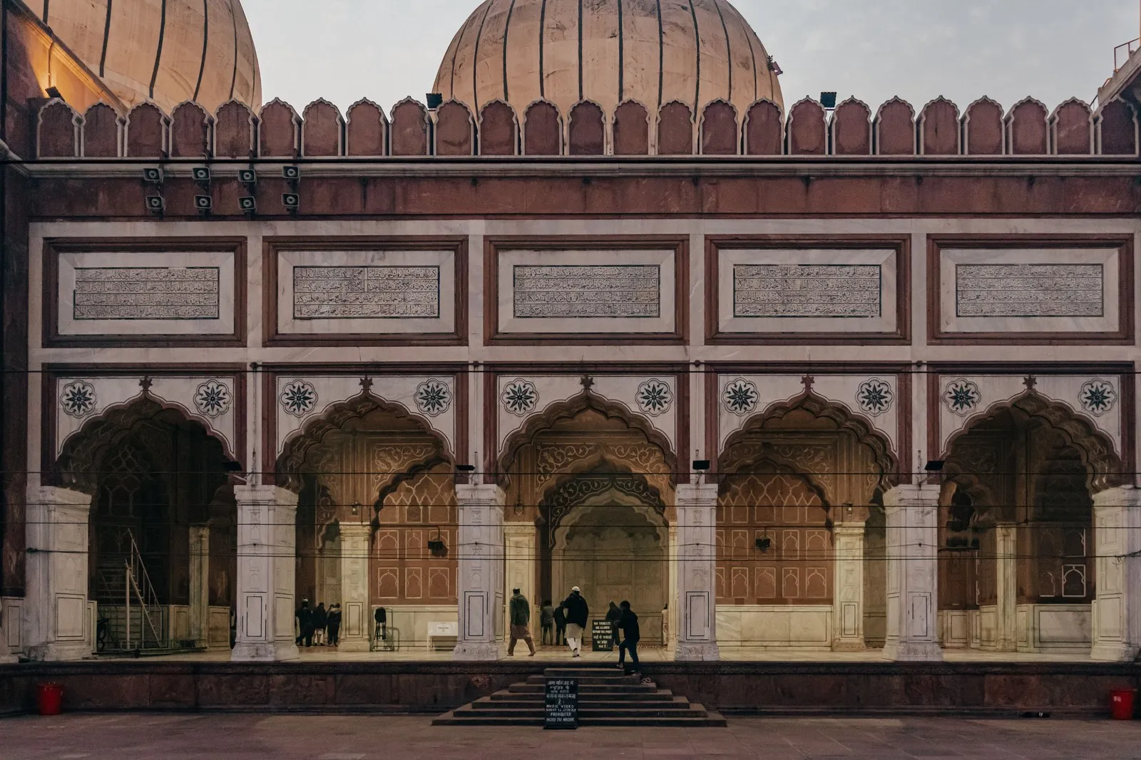 The arcades and domes of the Jama Masjid, Delhi