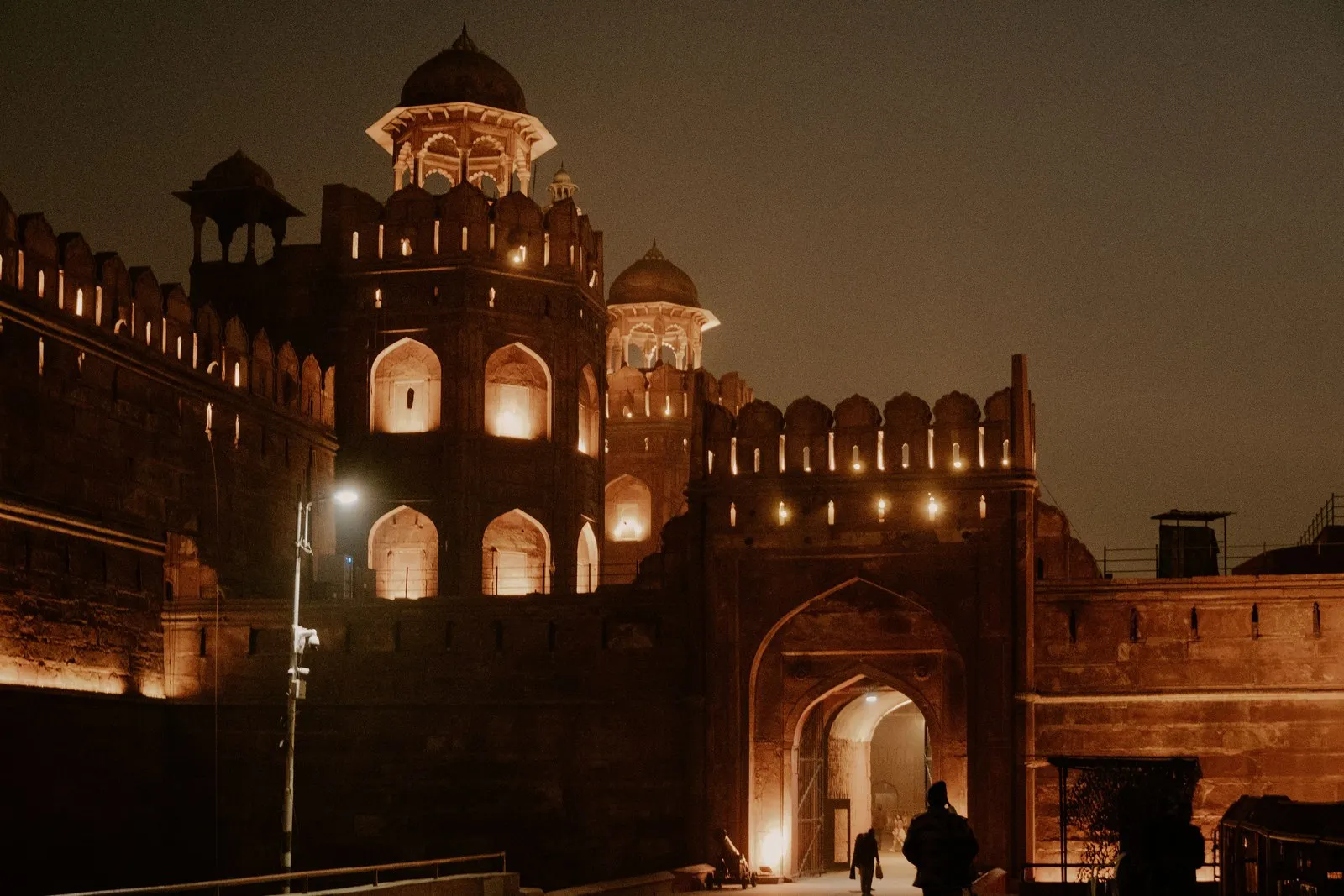 The Red Fort lit up at night, Delhi