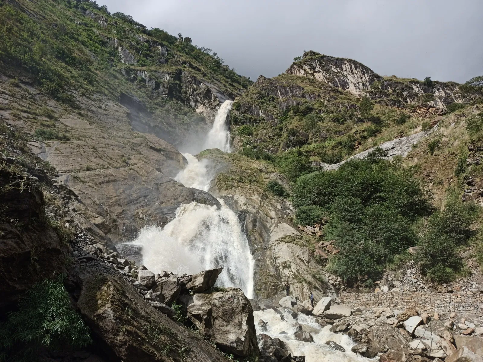 Rupse Chhahara, the waterfall beside the trail in the Kali Gandaki gorge, Myagdi
