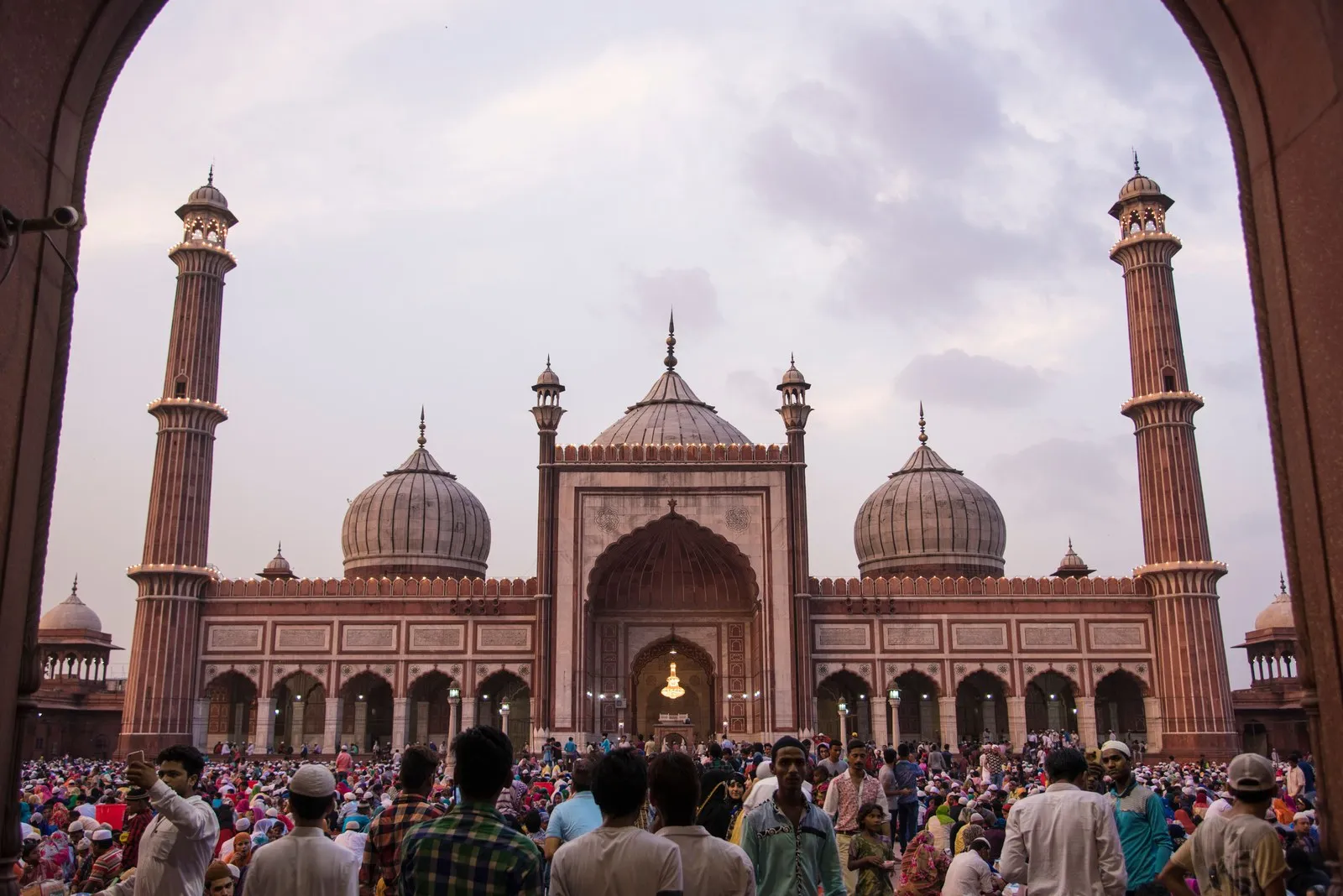 The crowd outside the Jama Masjid in Old Delhi