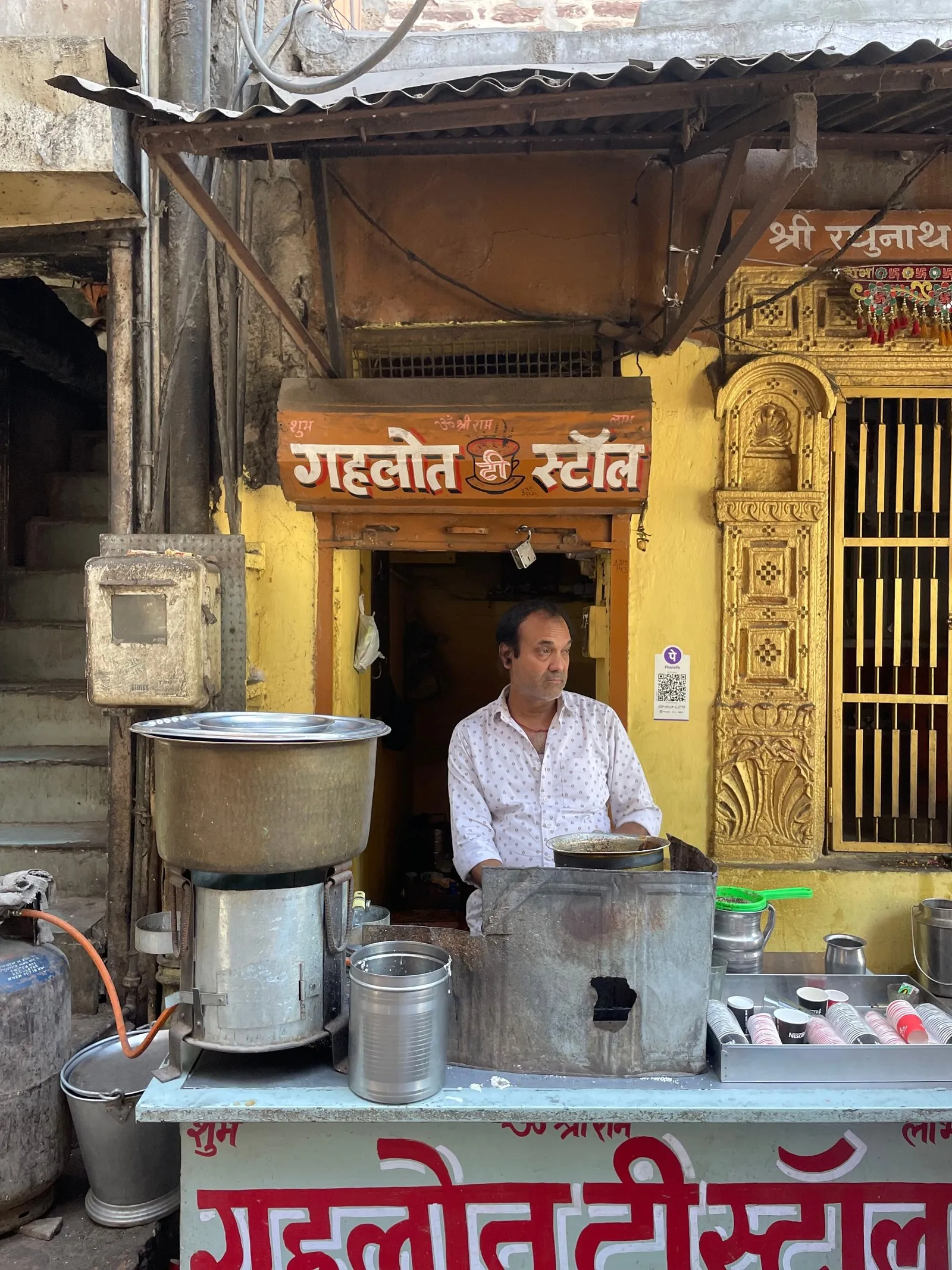 A tea seller at his stall in the old city of Jodhpur