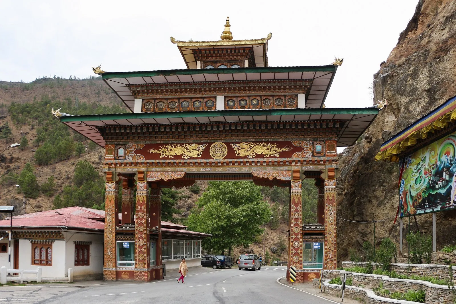 The painted gate at Chuzom, where the Paro and Thimphu rivers meet