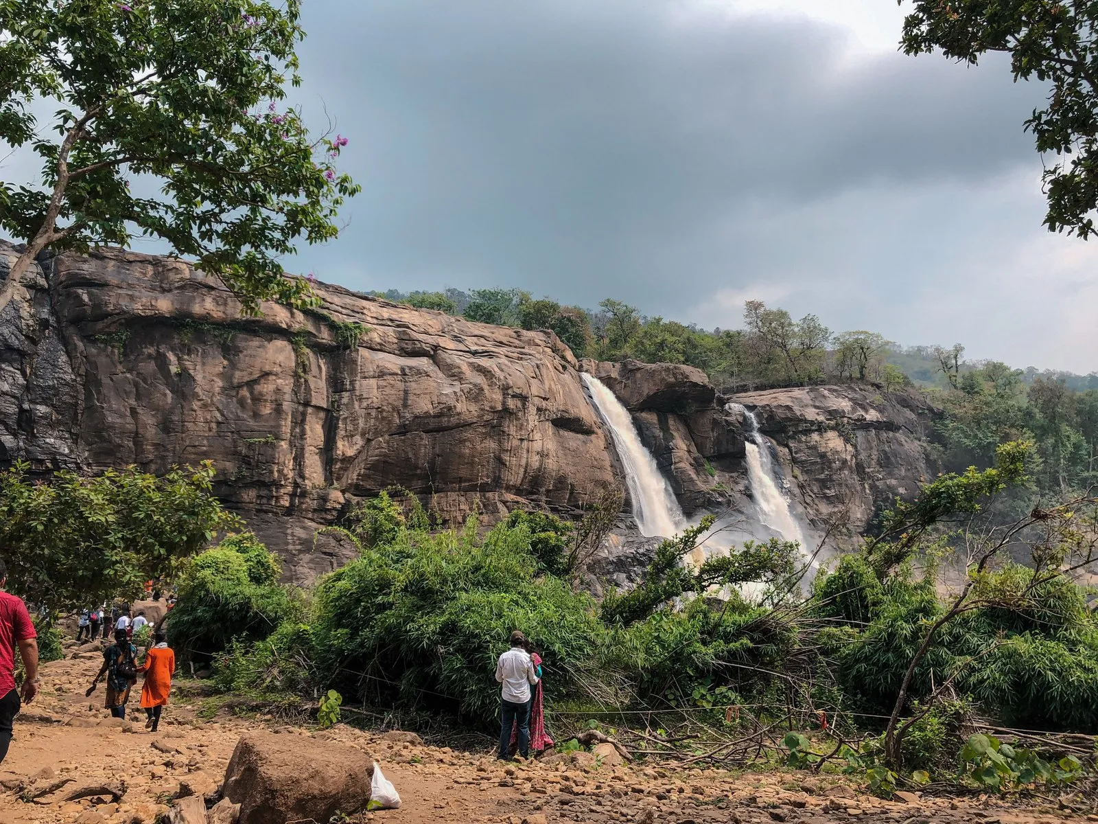 Visitors on the path below Athirappilly Falls, Kerala