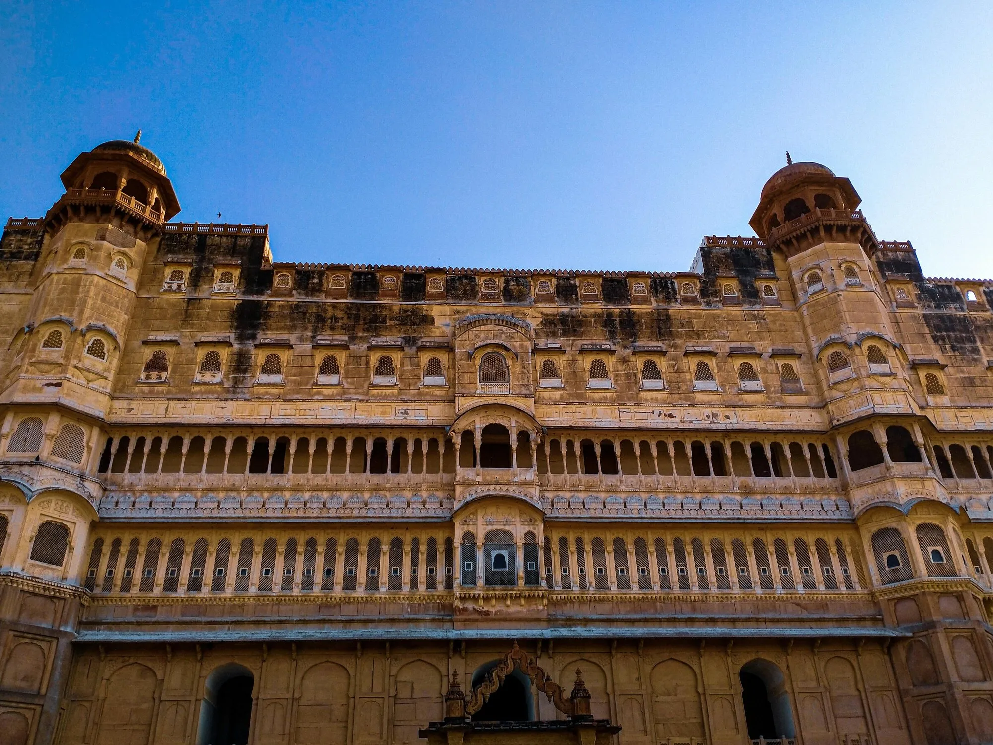 The ornate front of Junagarh Fort