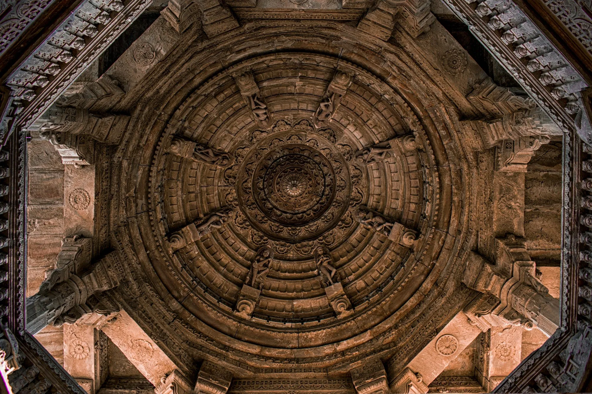 The carved stone dome of the Ranakpur temple